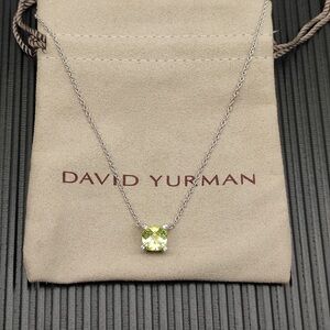 David Yurman Silver Necklace with Lime Gemstone